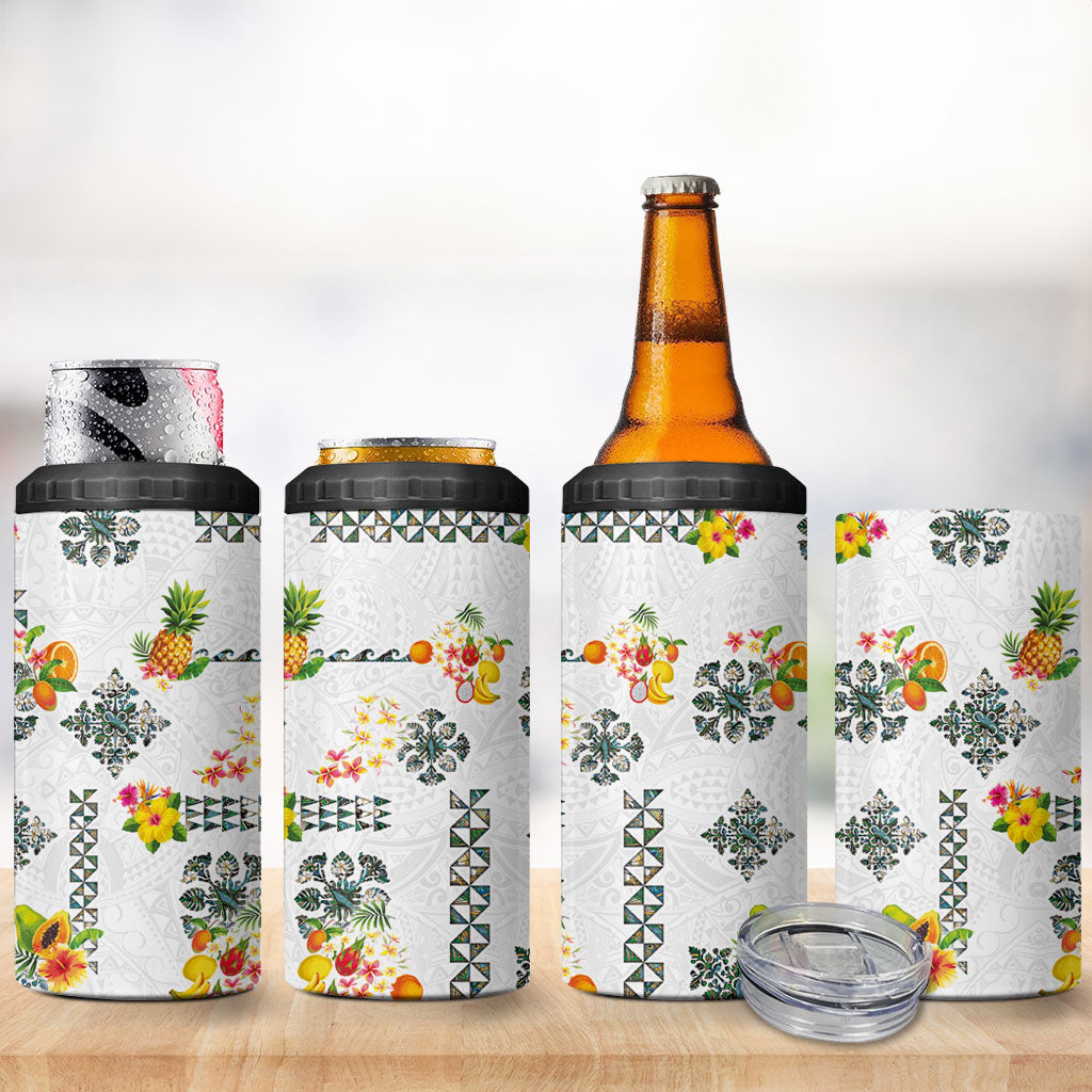 Hawaiian Quilts 4 in 1 Can Cooler Tumbler Tropical Fruits and Plants