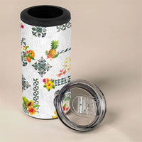 Hawaiian Quilts 4 in 1 Can Cooler Tumbler Tropical Fruits and Plants