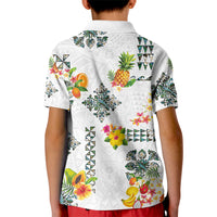 Hawaiian Quilts Kid Polo Shirt Tropical Fruits and Plants