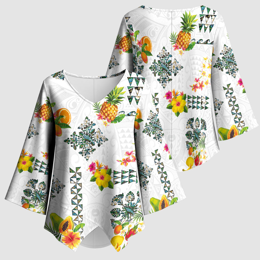 Hawaiian Quilts Kimono Sleeve Blouse Tropical Fruits and Plants