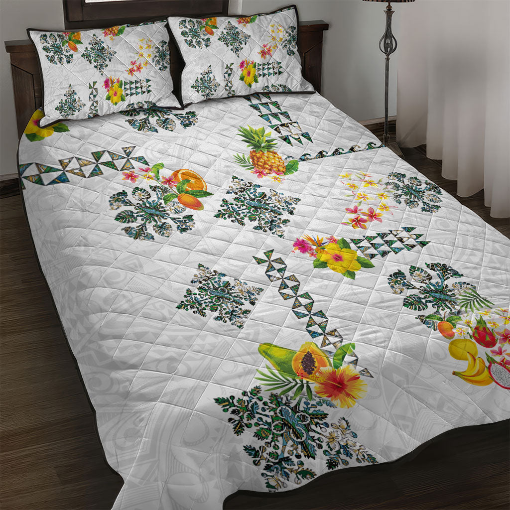 Hawaiian Quilts Quilt Bed Set Tropical Fruits and Plants