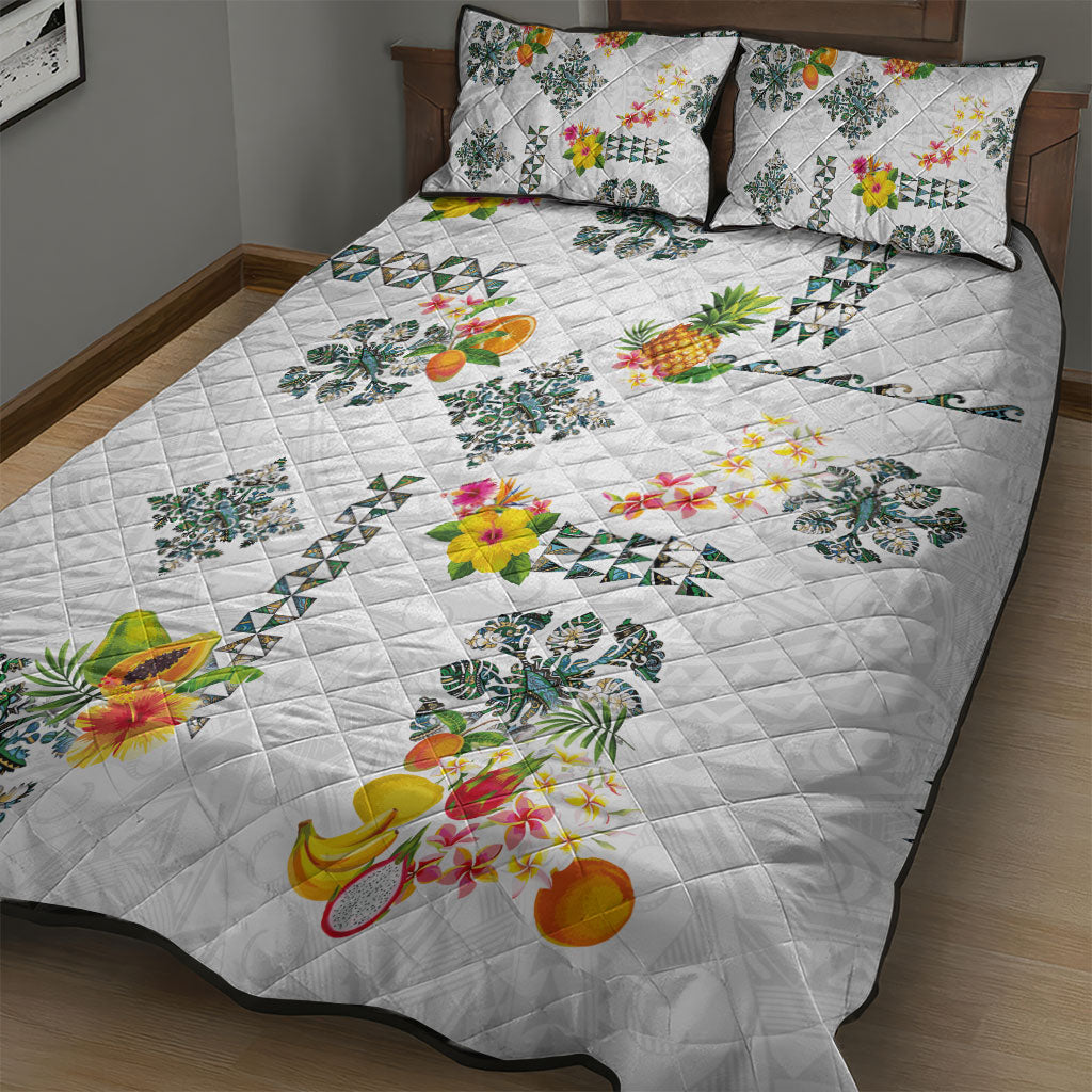 Hawaiian Quilts Quilt Bed Set Tropical Fruits and Plants