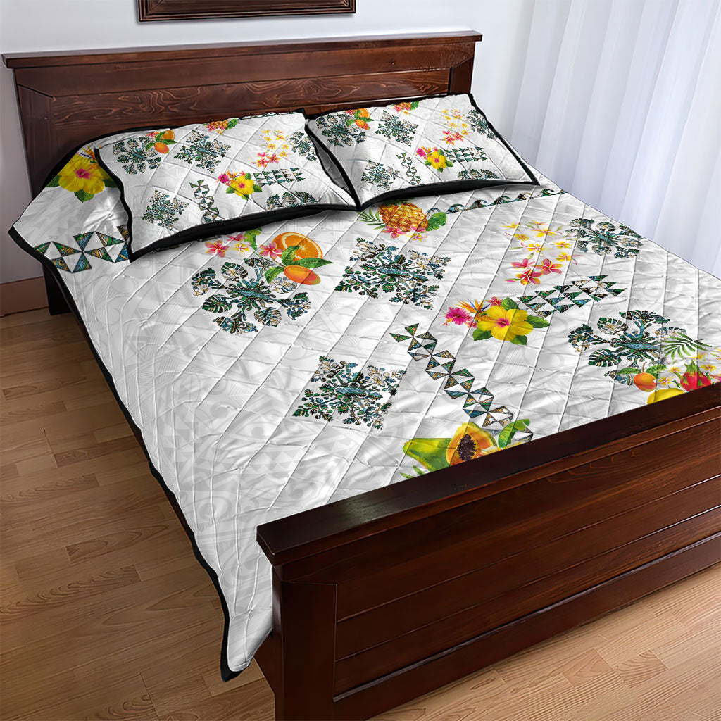 Hawaiian Quilts Quilt Bed Set Tropical Fruits and Plants