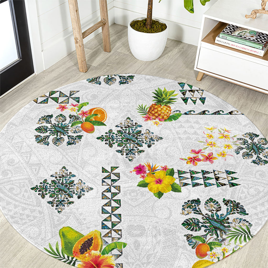 Hawaiian Quilts Round Carpet Tropical Fruits and Plants