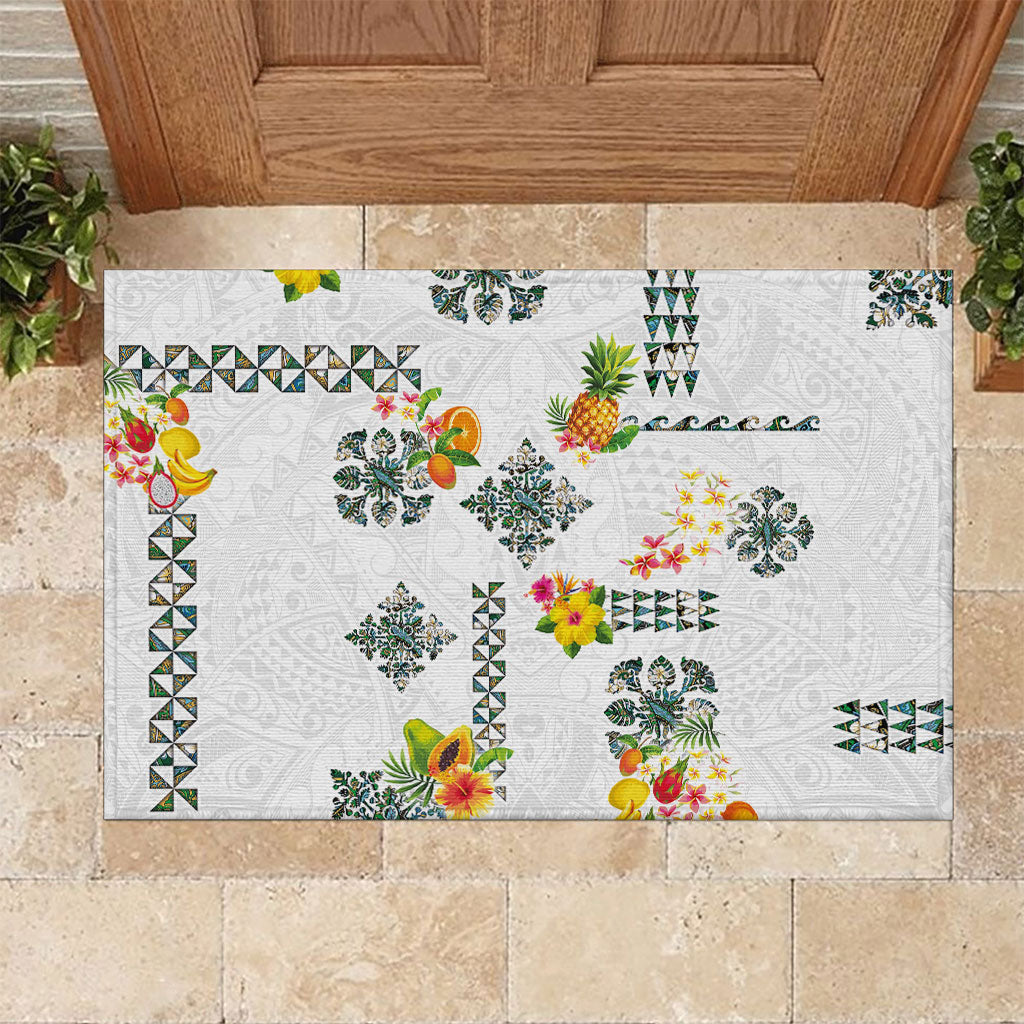 Hawaiian Quilts Rubber Doormat Tropical Fruits and Plants