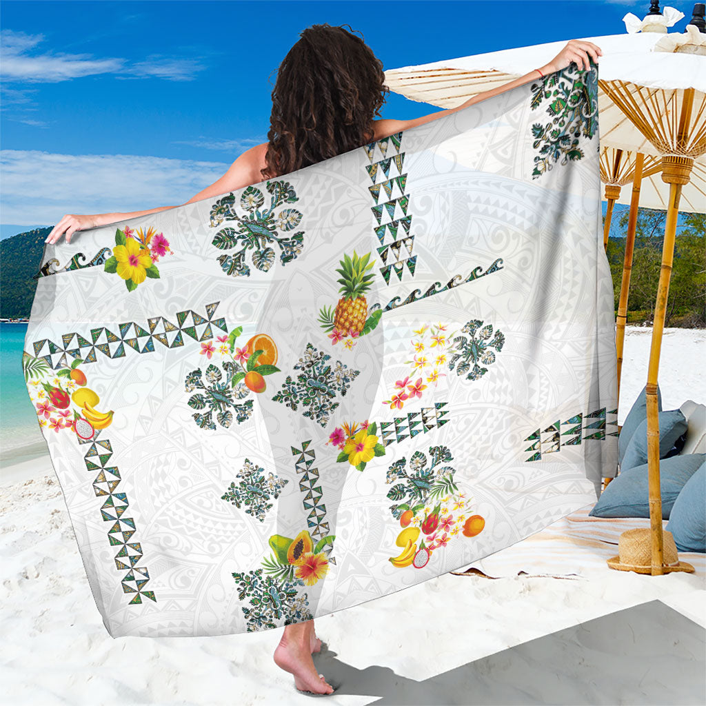 Hawaiian Quilts Sarong Tropical Fruits and Plants LT03 One Size 44 x 66 inches White - Polynesian Pride