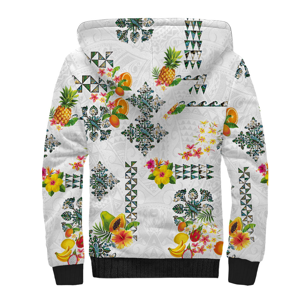 Hawaiian Quilts Sherpa Hoodie Tropical Fruits and Plants