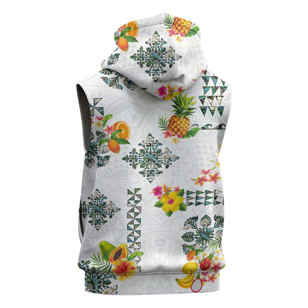 Hawaiian Quilts Sleeveless Hoodie Tropical Fruits and Plants