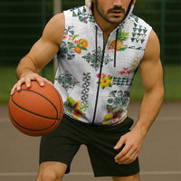 Hawaiian Quilts Sleeveless Zip Hoodie Tropical Fruits and Plants