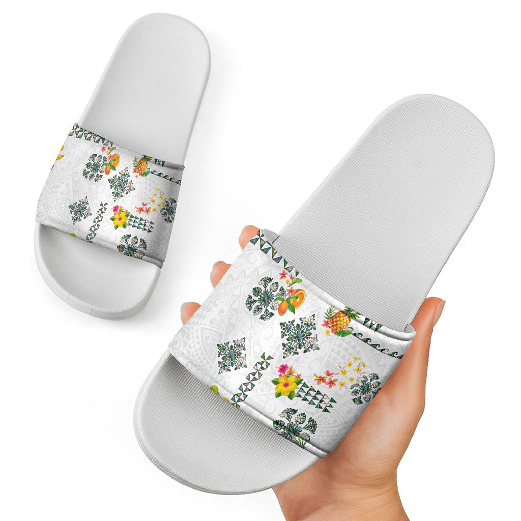 Hawaiian Quilts Slide Sandals Tropical Fruits and Plants