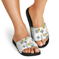 Hawaiian Quilts Slide Sandals Tropical Fruits and Plants