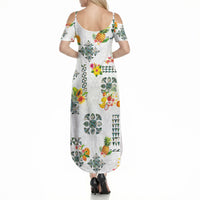 Hawaiian Quilts Summer Maxi Dress Tropical Fruits and Plants