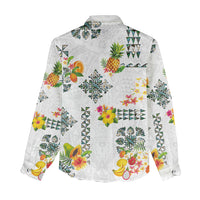 Hawaiian Quilts Women Casual Shirt Tropical Fruits and Plants