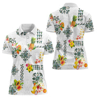 Hawaiian Quilts Women Polo Shirt Tropical Fruits and Plants