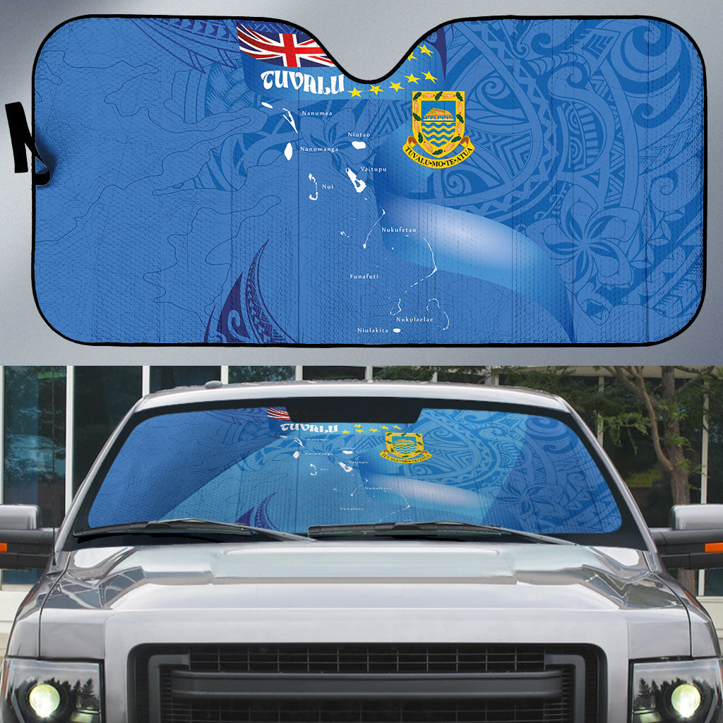 Tuvalu Heritage Auto Sun Shade Map of the Islands and Polynesia Pattern