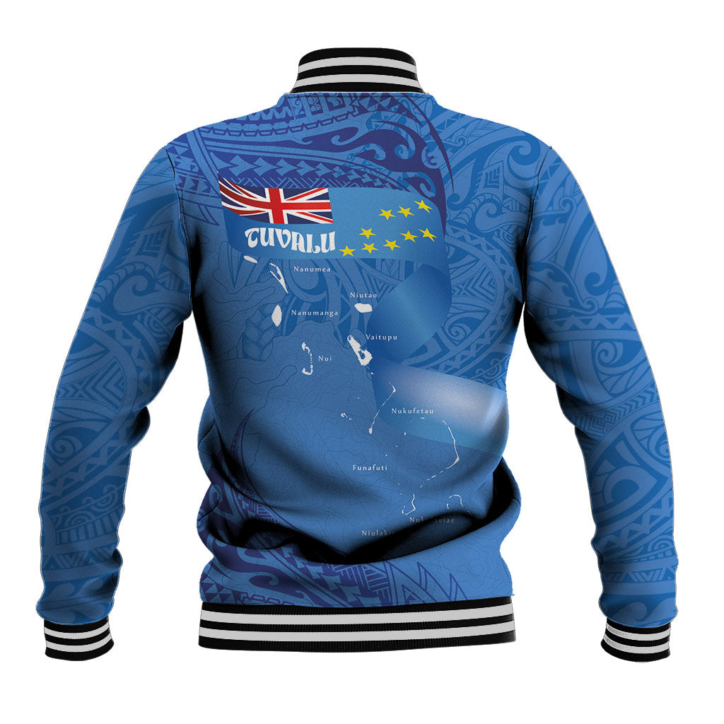 Tuvalu Heritage Baseball Jacket Map of the Islands and Polynesia Pattern