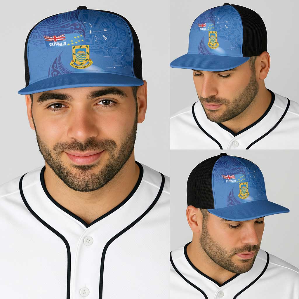 Tuvalu Heritage Baseball Net Cap Map of the Islands and Polynesia Pattern