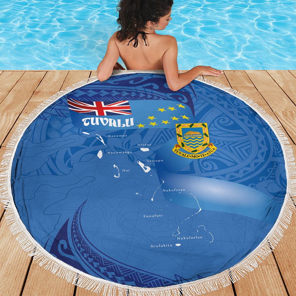 Tuvalu Heritage Beach Blanket Map of the Islands and Polynesia Pattern
