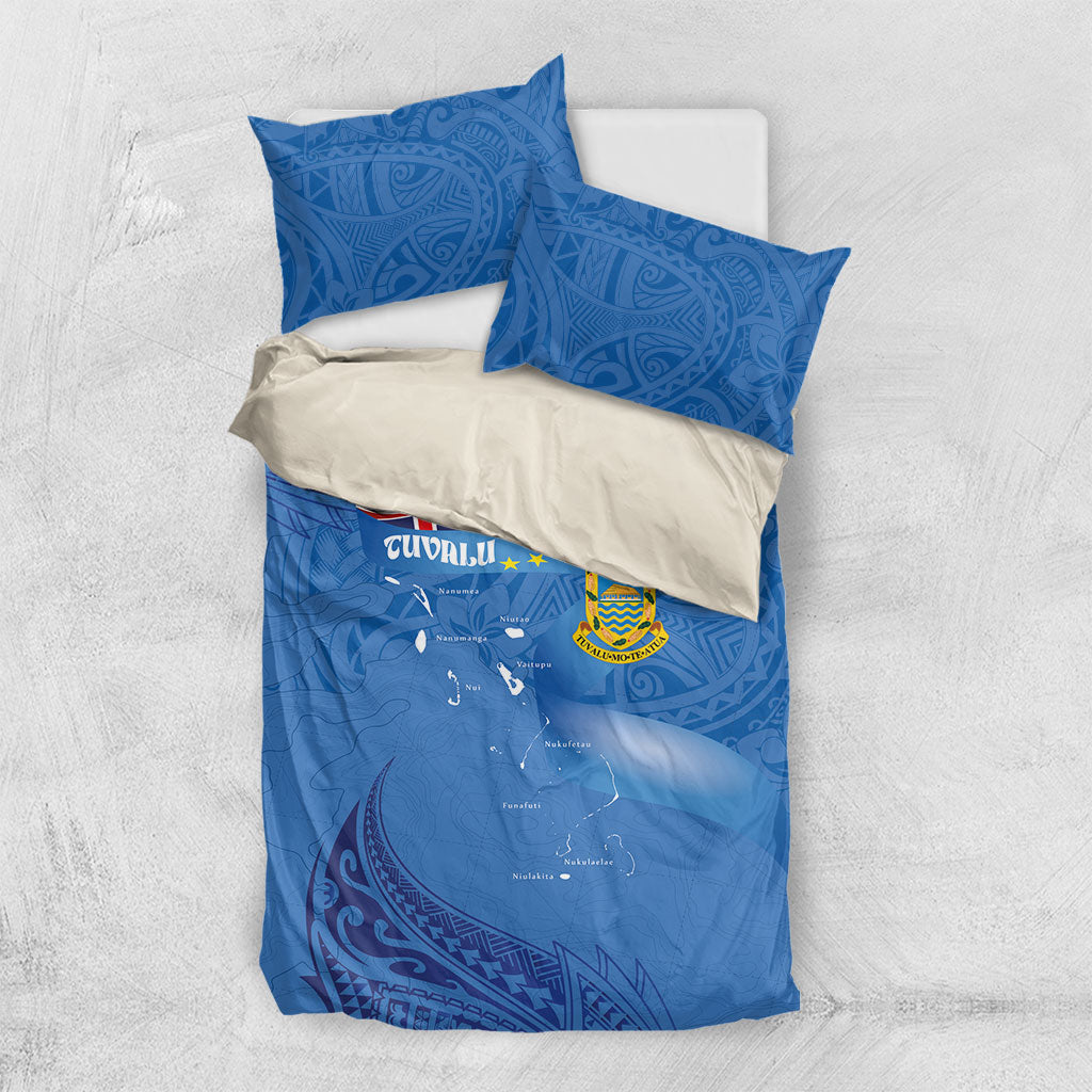 Tuvalu Heritage Bedding Set Map of the Islands and Polynesia Pattern