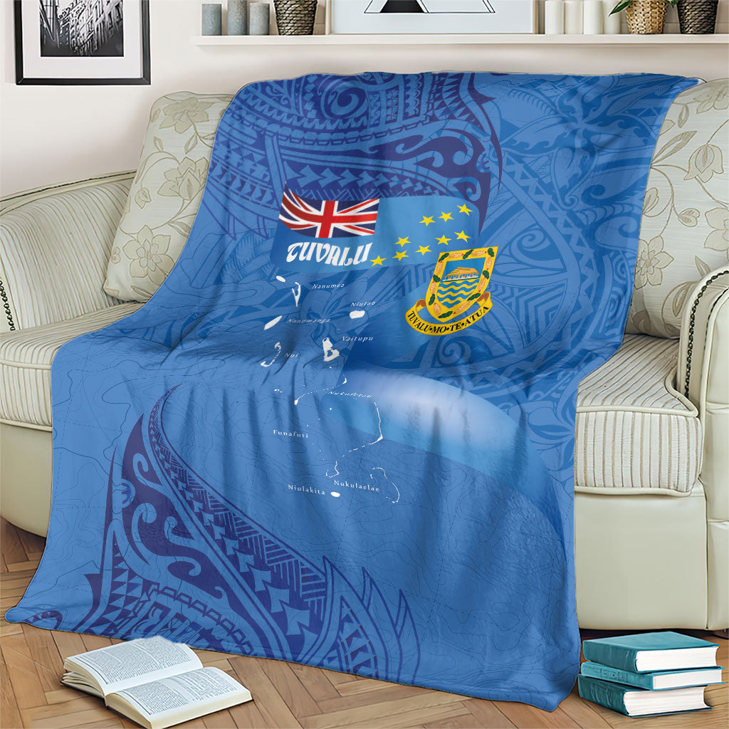 Tuvalu Heritage Blanket Map of the Islands and Polynesia Pattern
