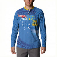 Tuvalu Heritage Button Sweatshirt Map of the Islands and Polynesia Pattern