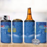 Tuvalu Heritage 4 in 1 Can Cooler Tumbler Map of the Islands and Polynesia Pattern
