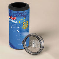 Tuvalu Heritage 4 in 1 Can Cooler Tumbler Map of the Islands and Polynesia Pattern