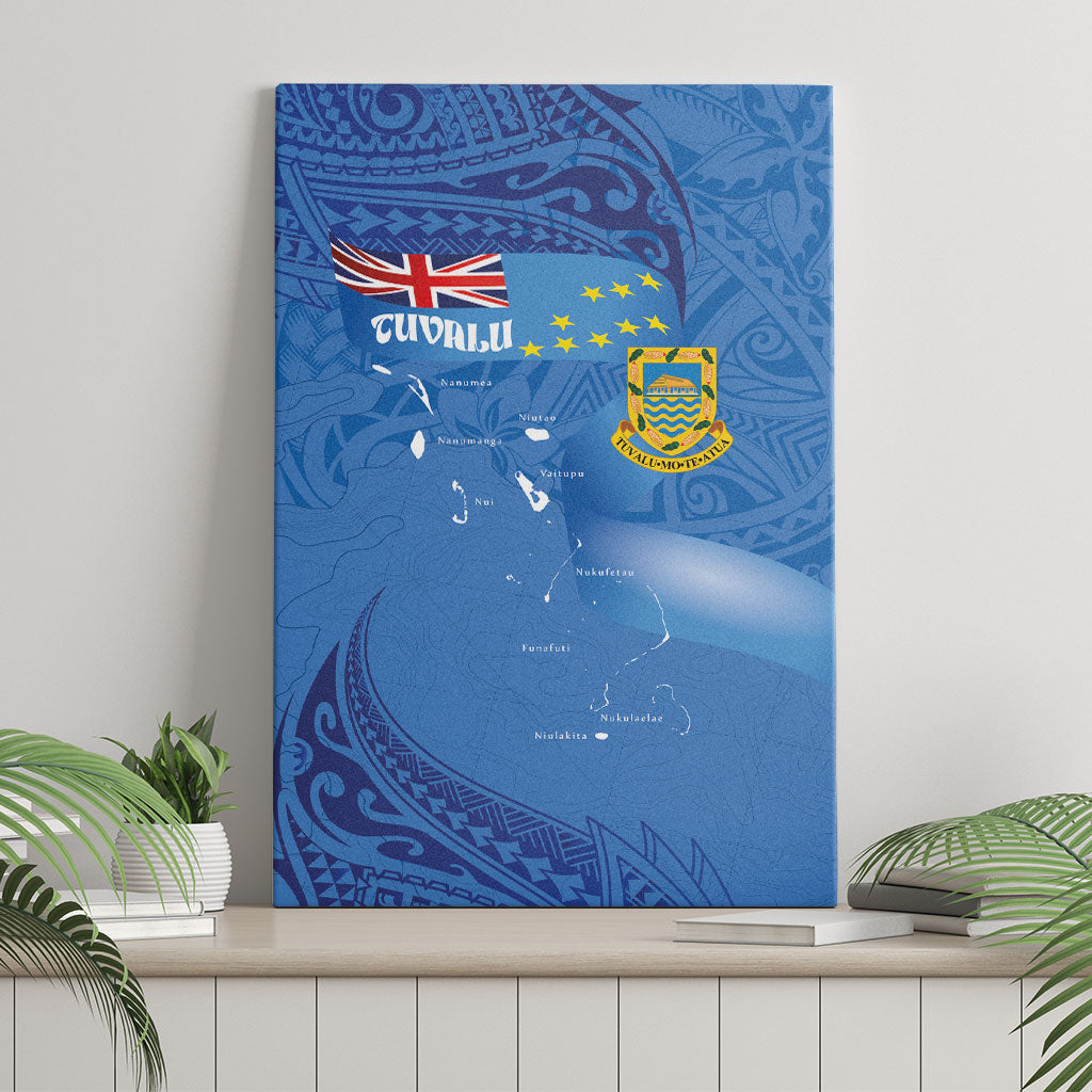 Tuvalu Heritage Canvas Wall Art Map of the Islands and Polynesia Pattern