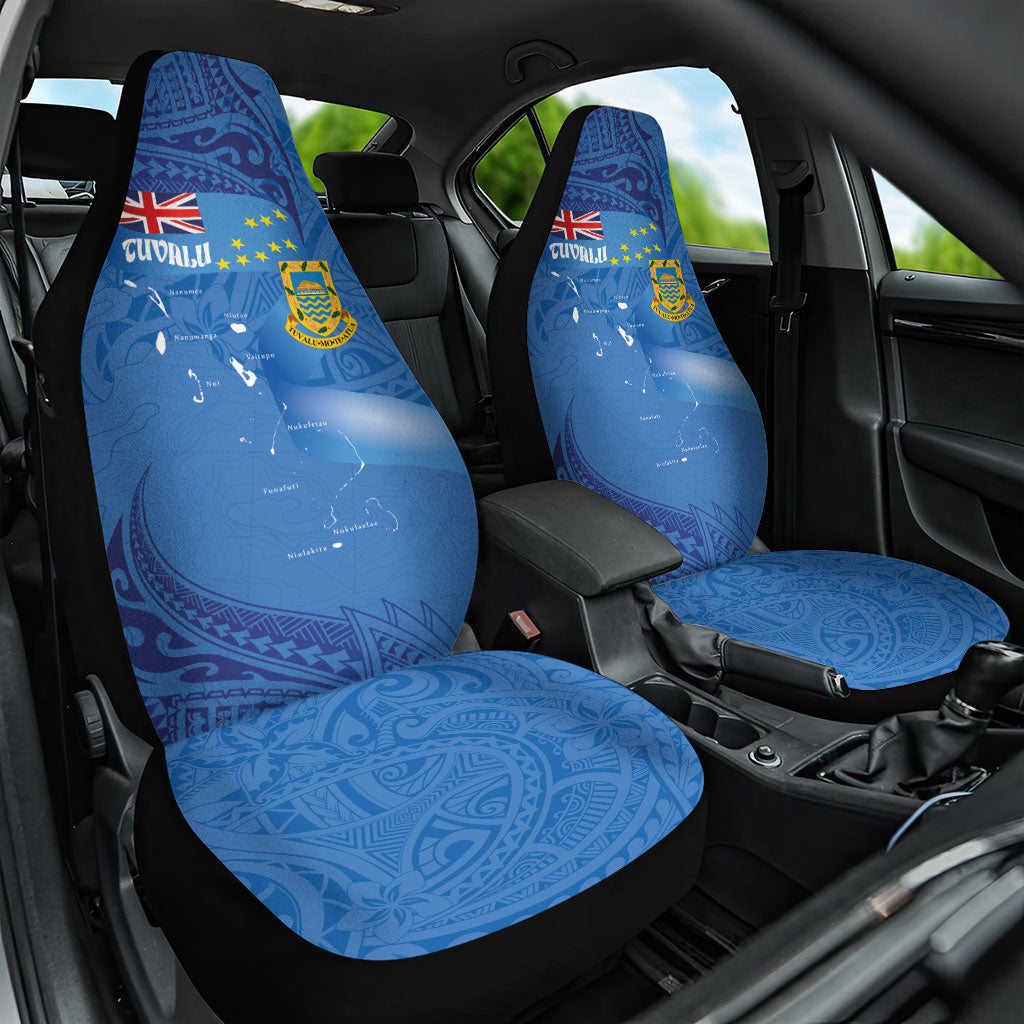 Tuvalu Heritage Car Seat Cover Map of the Islands and Polynesia Pattern