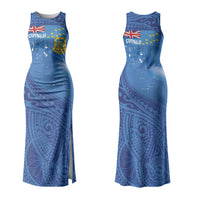 Tuvalu Heritage Couples Matching Tank Maxi Dress and Hawaiian Shirt Map of the Islands and Polynesia Pattern