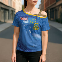 Tuvalu Heritage Cross Shoulder Shirt Map of the Islands and Polynesia Pattern