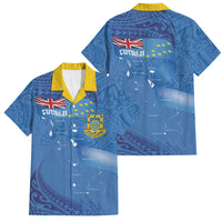Tuvalu Heritage Family Matching Off The Shoulder Long Sleeve Dress and Hawaiian Shirt Map of the Islands and Polynesia Pattern