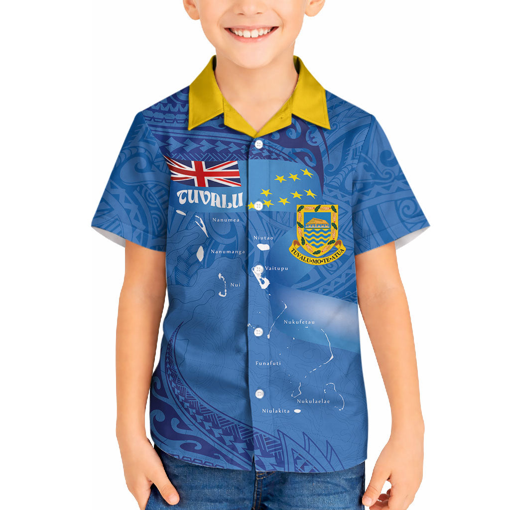 Tuvalu Heritage Hawaiian Shirt Map of the Islands and Polynesia Pattern