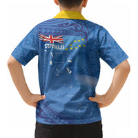 Tuvalu Heritage Kid Hawaiian Shirt Map of the Islands and Polynesia Pattern