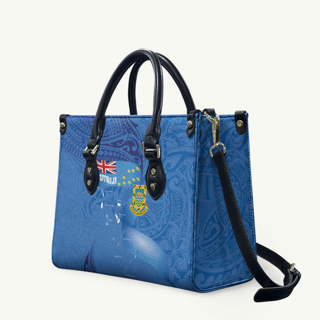 Tuvalu Heritage Leather Bag Map of the Islands and Polynesia Pattern