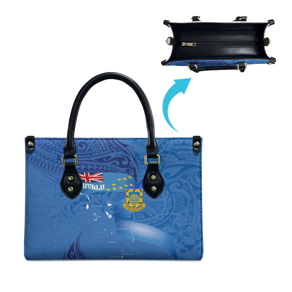 Tuvalu Heritage Leather Bag Map of the Islands and Polynesia Pattern