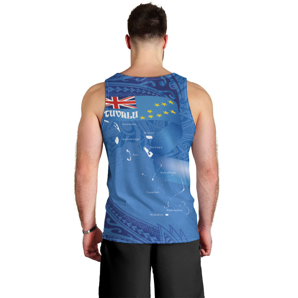 Tuvalu Heritage Men Tank Top Map of the Islands and Polynesia Pattern
