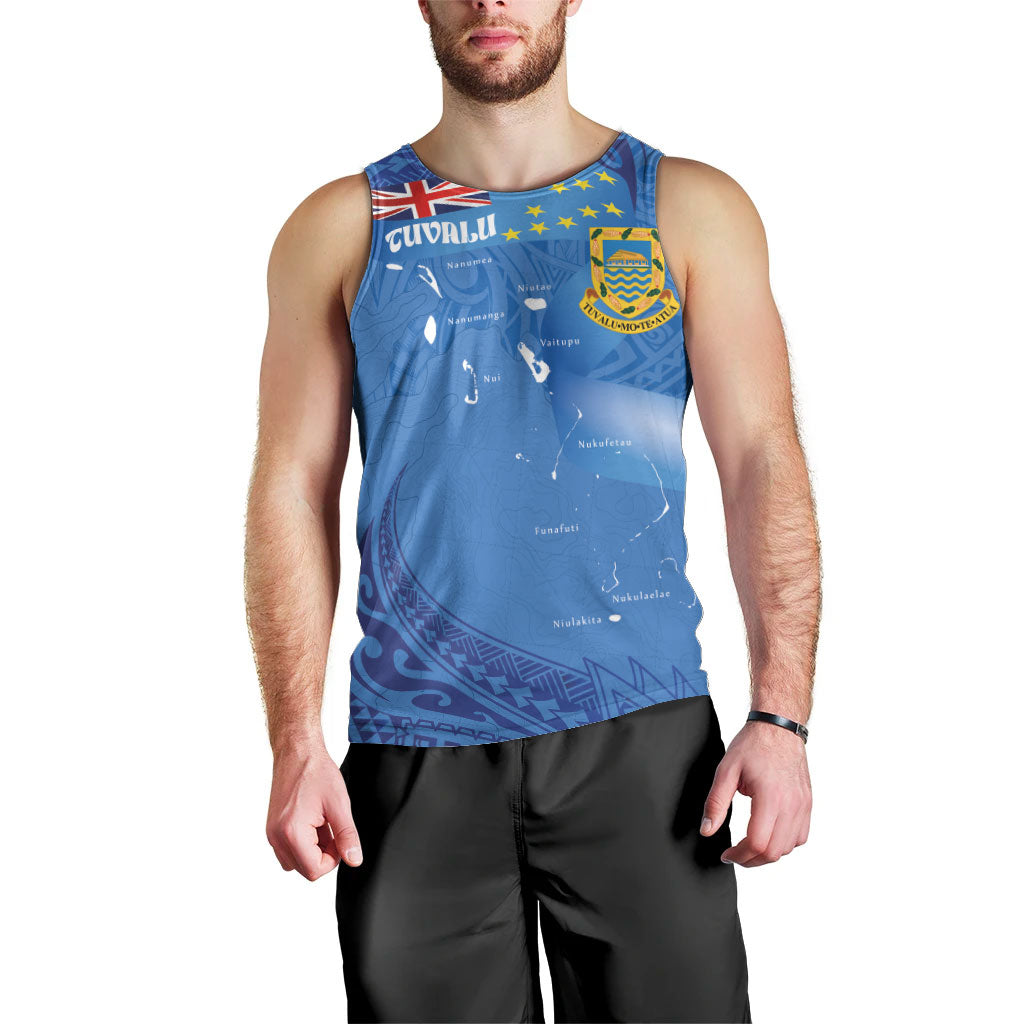 Tuvalu Heritage Men Tank Top Map of the Islands and Polynesia Pattern