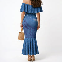 Tuvalu Heritage Mermaid Dress Map of the Islands and Polynesia Pattern