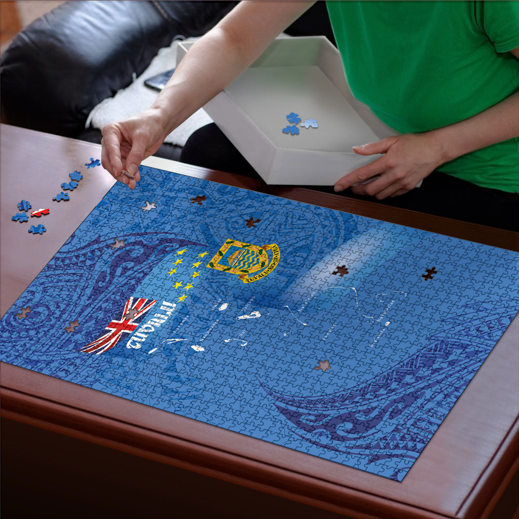 Tuvalu Heritage Puzzle Map of the Islands and Polynesia Pattern