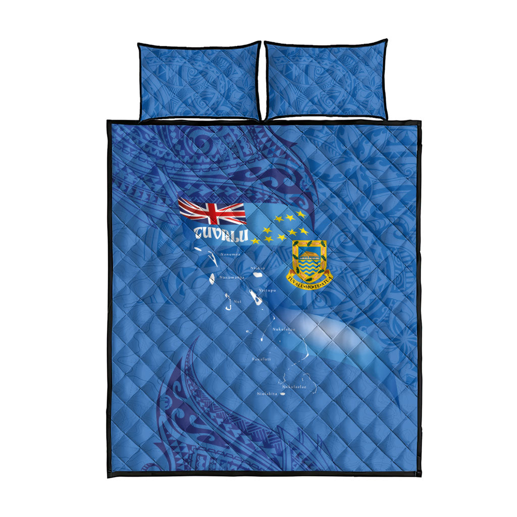 Tuvalu Heritage Quilt Bed Set Map of the Islands and Polynesia Pattern