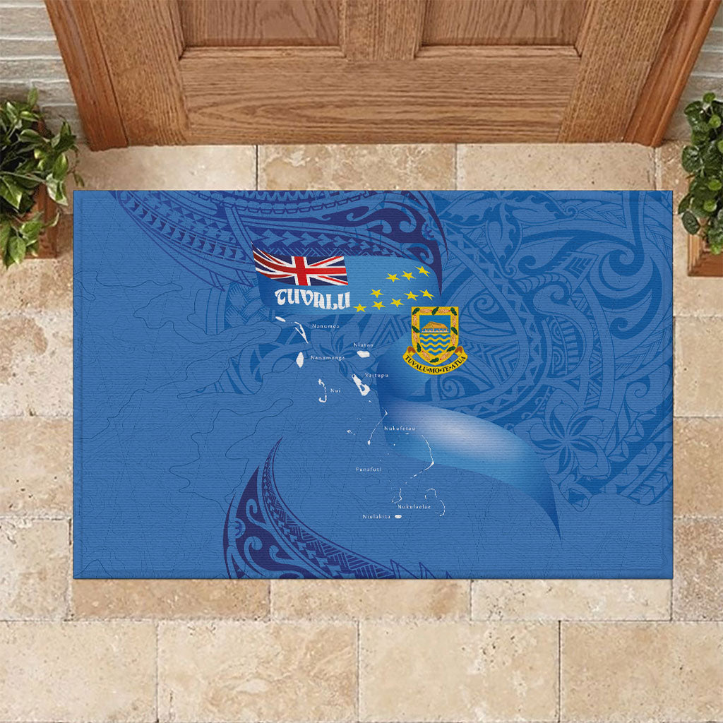 Tuvalu Heritage Rubber Doormat Map of the Islands and Polynesia Pattern