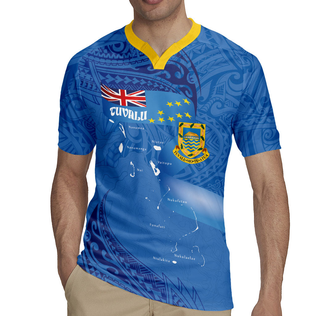 Tuvalu Heritage Rugby Jersey Map of the Islands and Polynesia Pattern