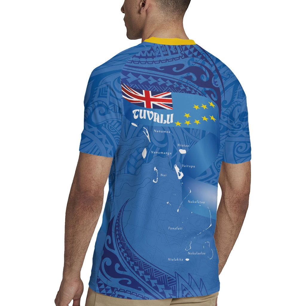Tuvalu Heritage Rugby Jersey Map of the Islands and Polynesia Pattern