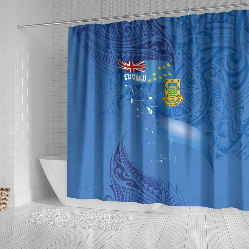 Tuvalu Heritage Shower Curtain Map of the Islands and Polynesia Pattern