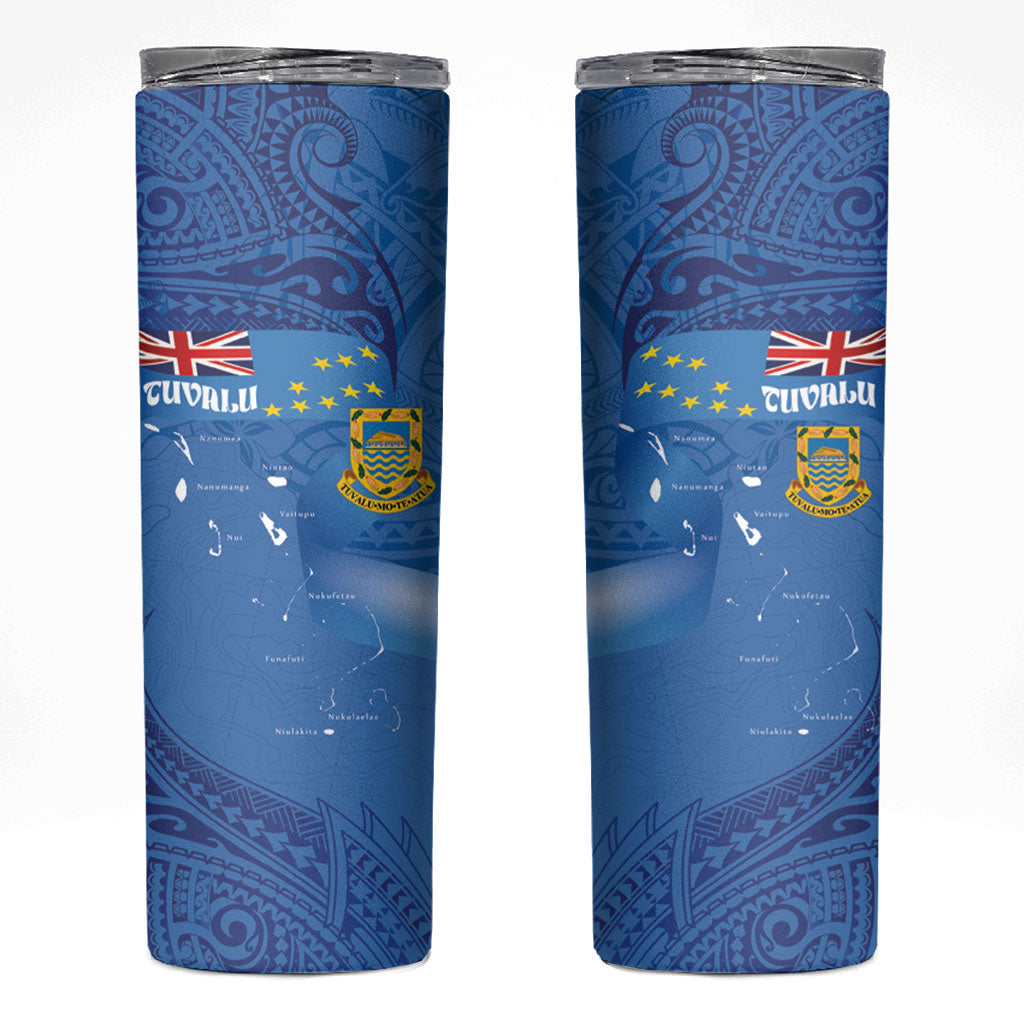 Tuvalu Heritage Skinny Tumbler Map of the Islands and Polynesia Pattern