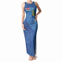 Tuvalu Heritage Tank Maxi Dress Map of the Islands and Polynesia Pattern