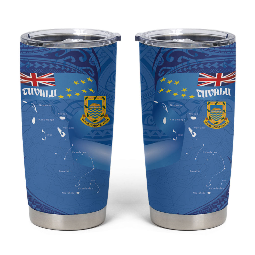 Tuvalu Heritage Tumbler Cup Map of the Islands and Polynesia Pattern