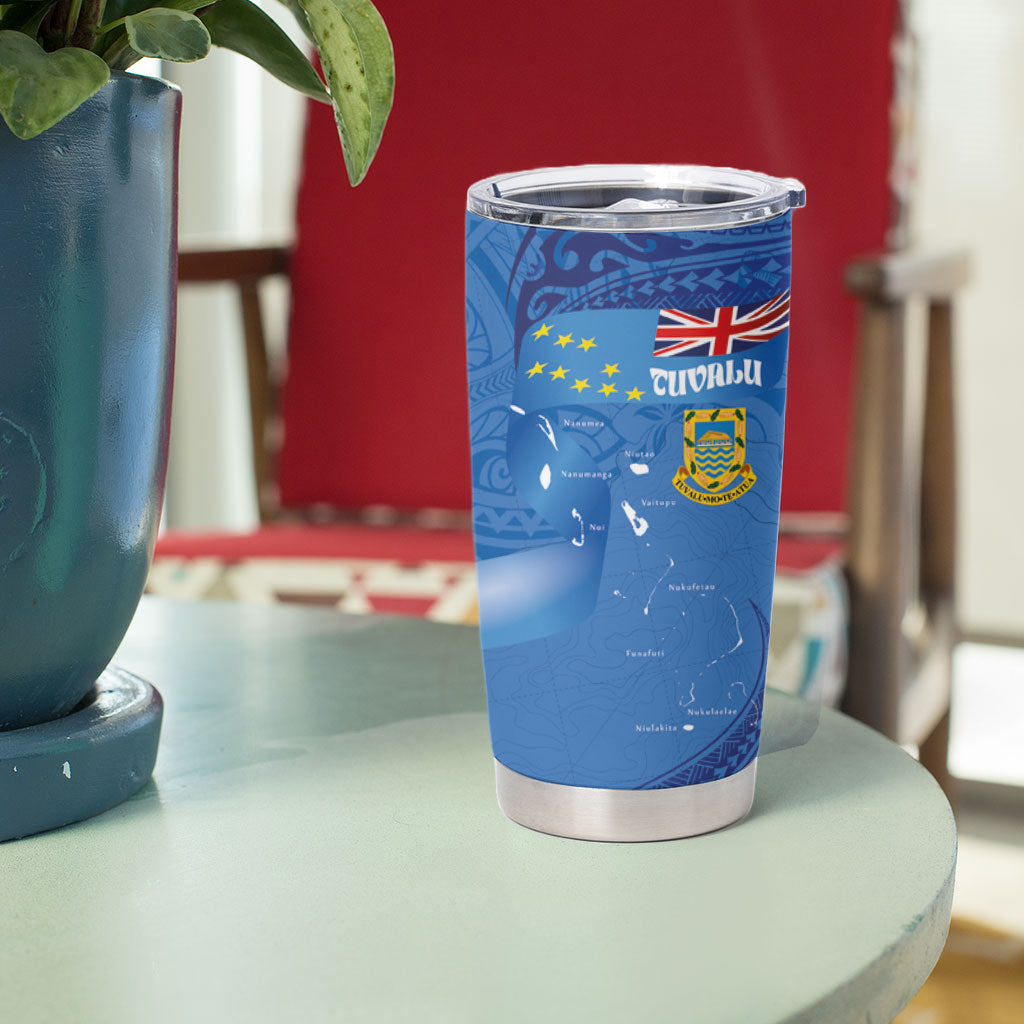 Tuvalu Heritage Tumbler Cup Map of the Islands and Polynesia Pattern