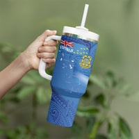 Tuvalu Heritage Tumbler With Handle Map of the Islands and Polynesia Pattern